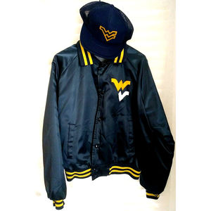 Vintage Chalk Line University of West Virginia Satin Jacket Large Gold and Navy